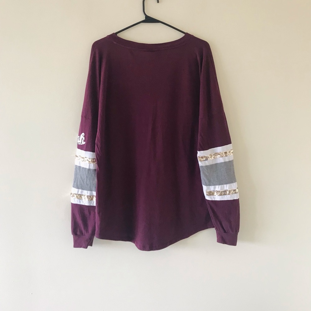 Victoria’s Secret PINK Y2K Sequin Oversized Ling Sleeved V Neck Top - Picture 7 of 12